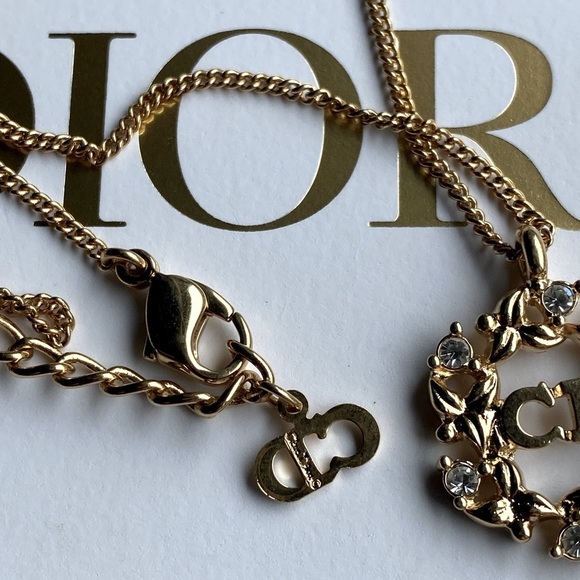AUTHENTIC vintage gold tone Christian Dior necklace with crystals - Picture 4 of 10